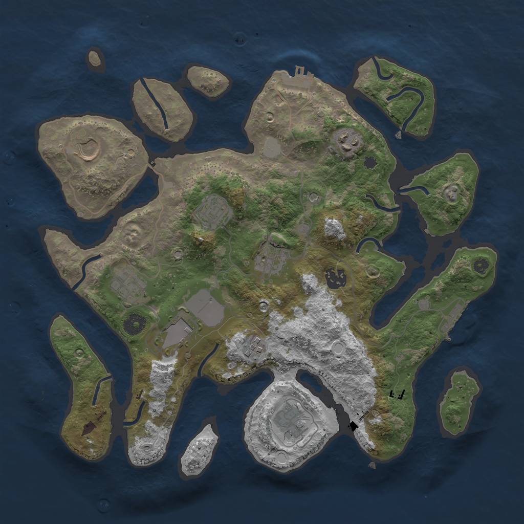 Rust Map: Procedural Map, Size: 3600, Seed: 839153492, 17 Monuments