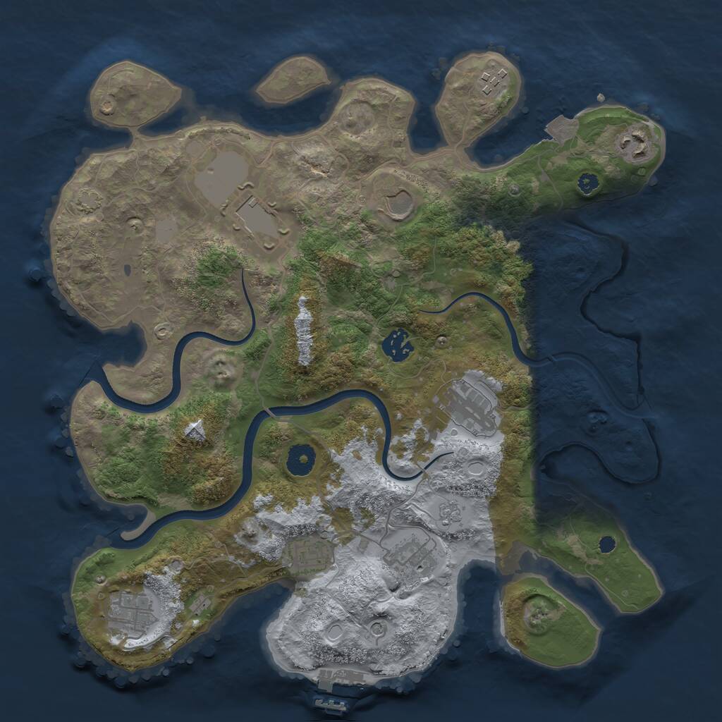 Rust Map: Procedural Map, Size: 3550, Seed: 813532, 14 Monuments