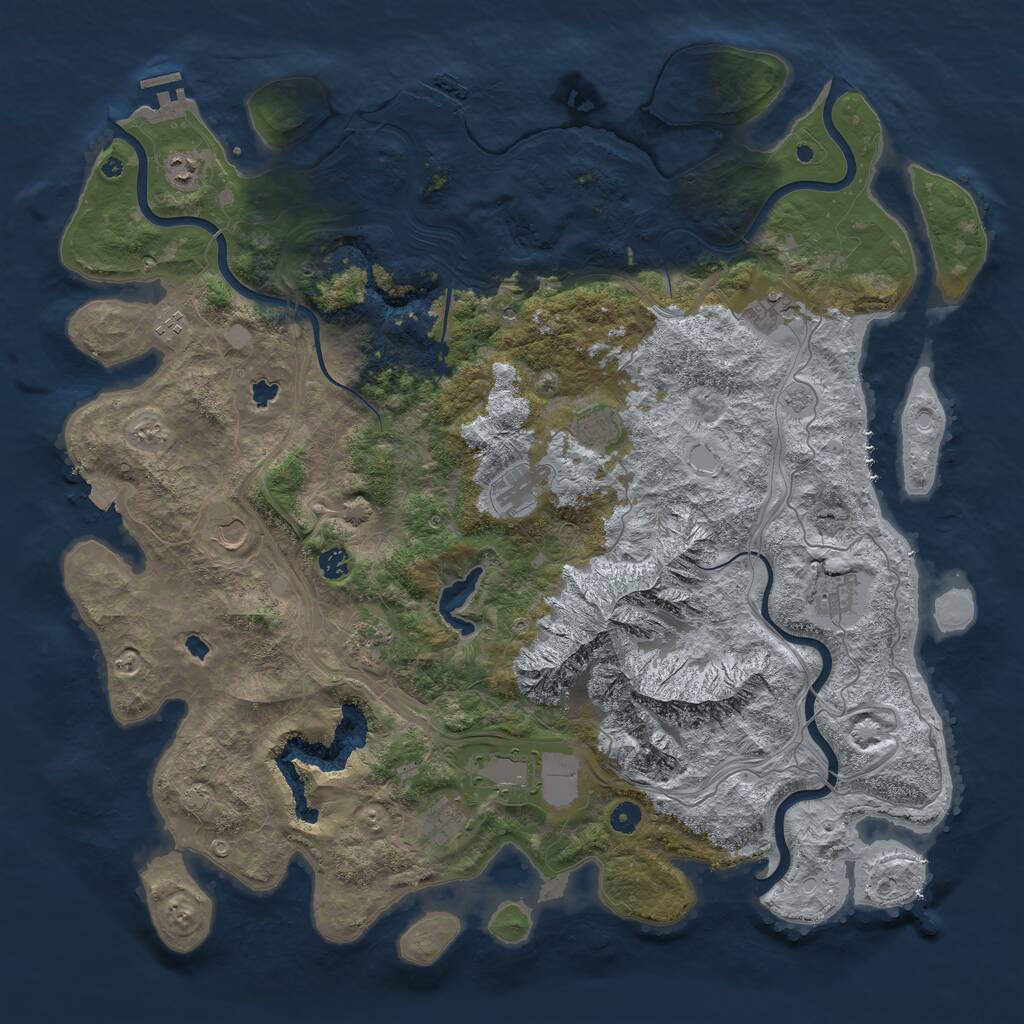 Rust Map: Procedural Map, Size: 5000, Seed: 1977, 17 Monuments
