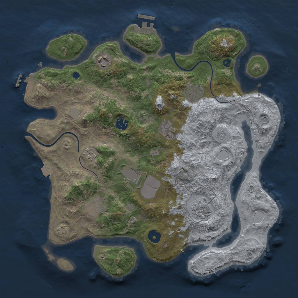 Rust Map: Procedural Map, Size: 3500, Seed: 28479205, 14 Monuments