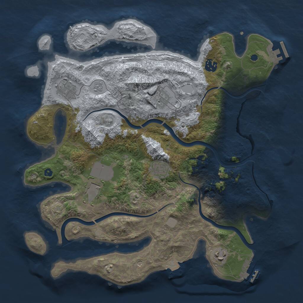 Rust Map: Procedural Map, Size: 3600, Seed: 22, 13 Monuments