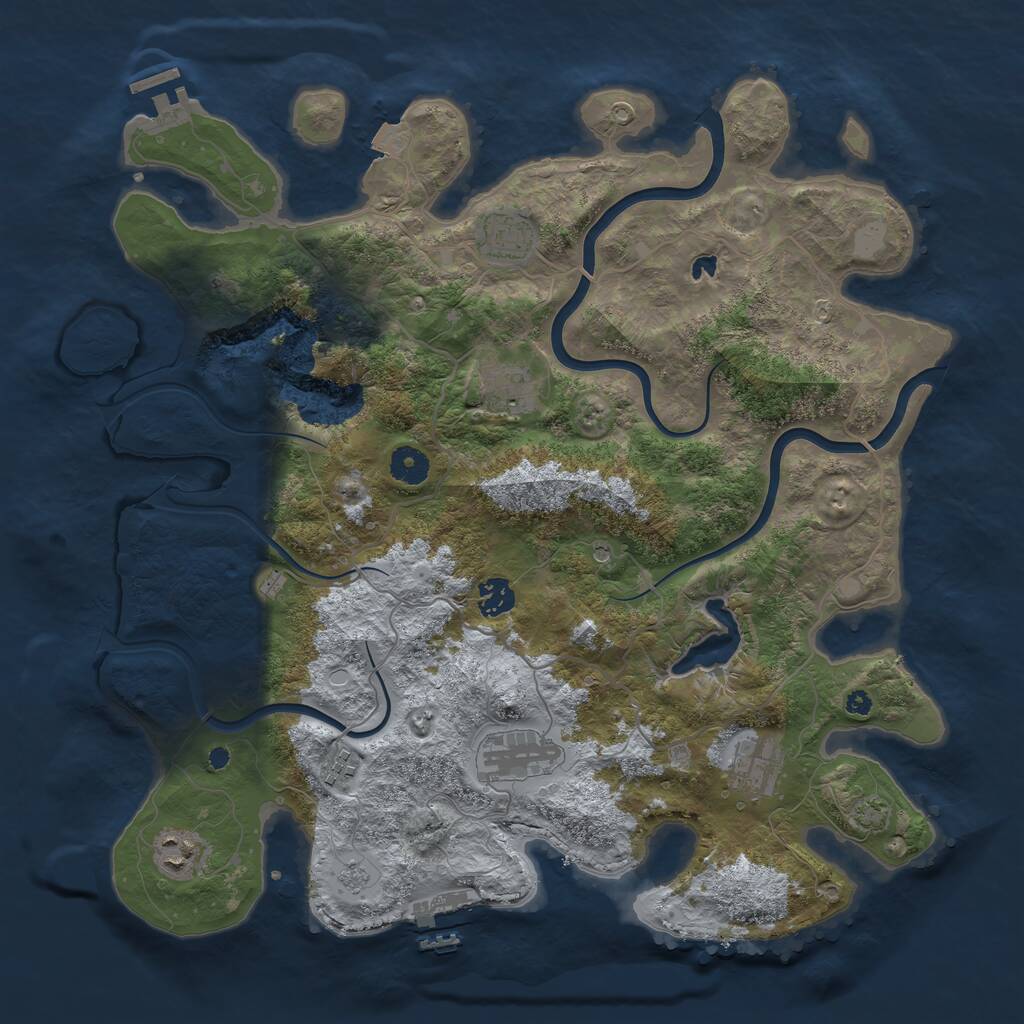 Rust Map: Procedural Map, Size: 4000, Seed: 193514, 13 Monuments