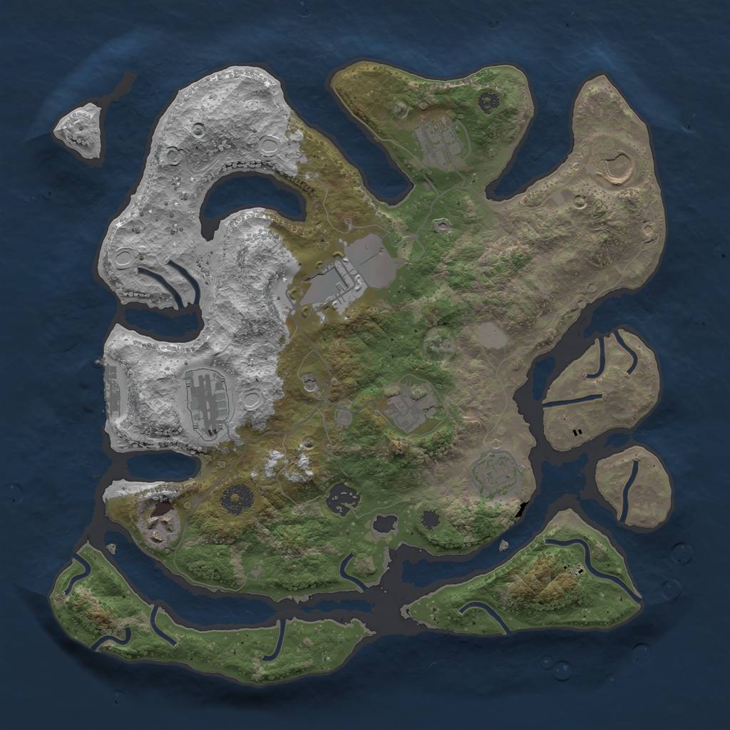 Rust Map: Procedural Map, Size: 3500, Seed: 7853534, 15 Monuments