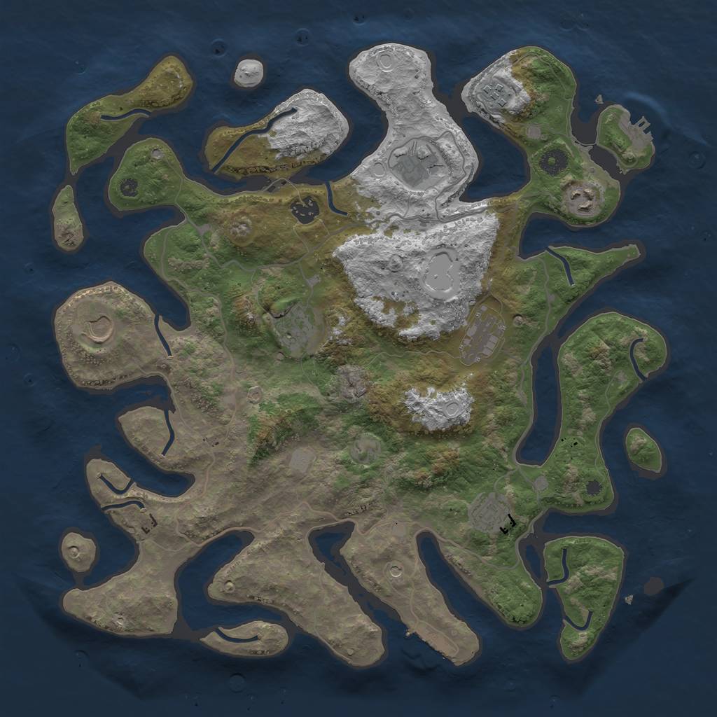 Rust Map: Procedural Map, Size: 4000, Seed: 76754, 16 Monuments
