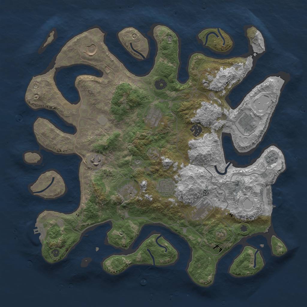 Rust Map: Procedural Map, Size: 4000, Seed: 980495, 17 Monuments