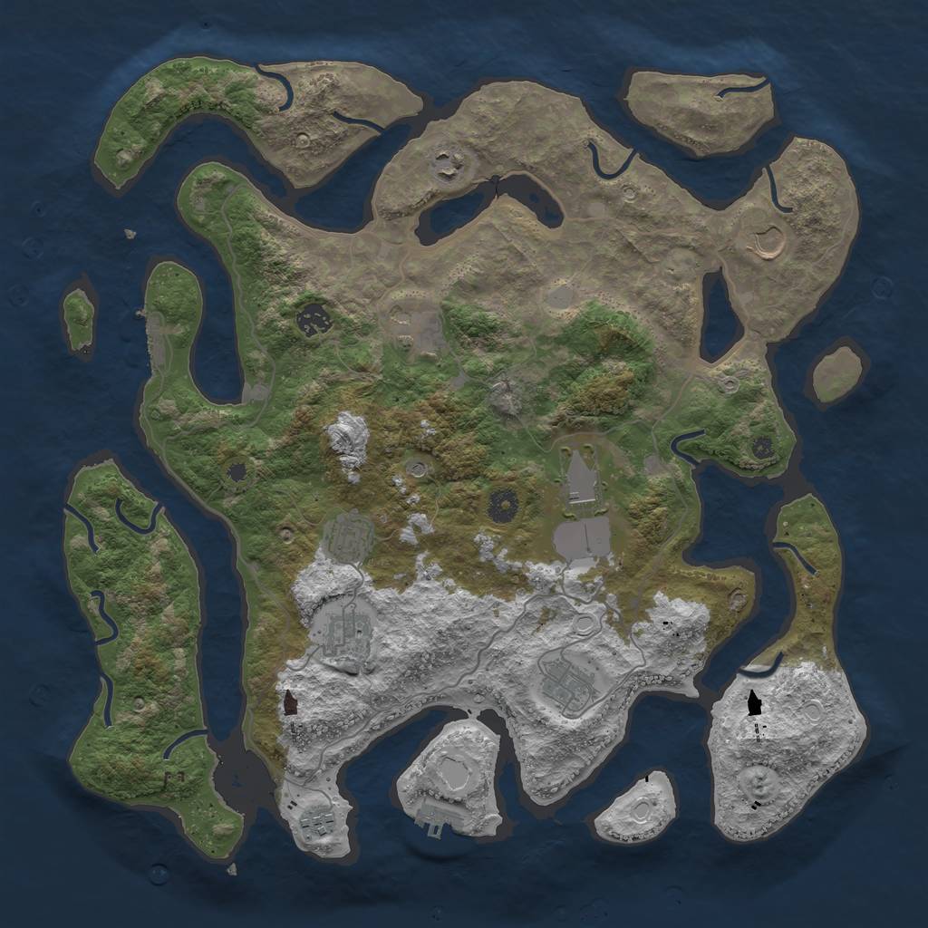 Rust Map: Procedural Map, Size: 4200, Seed: 57485168, 17 Monuments