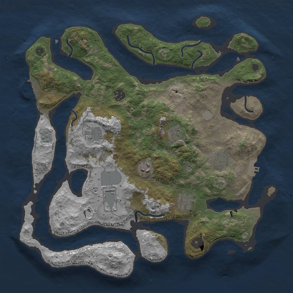 Rust Map: Procedural Map, Size: 3800, Seed: 818701960, 16 Monuments