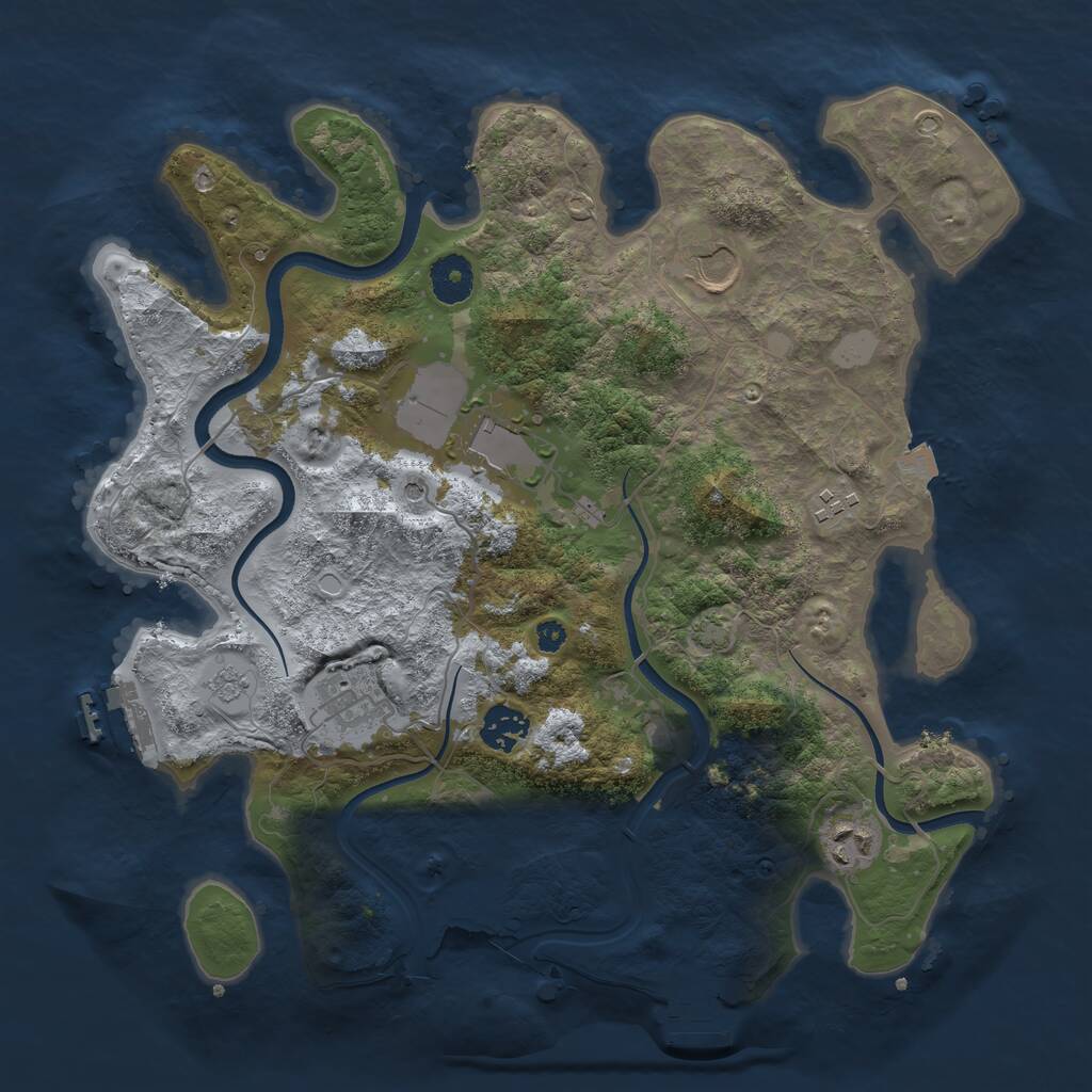 Rust Map: Procedural Map, Size: 3550, Seed: 956028, 12 Monuments