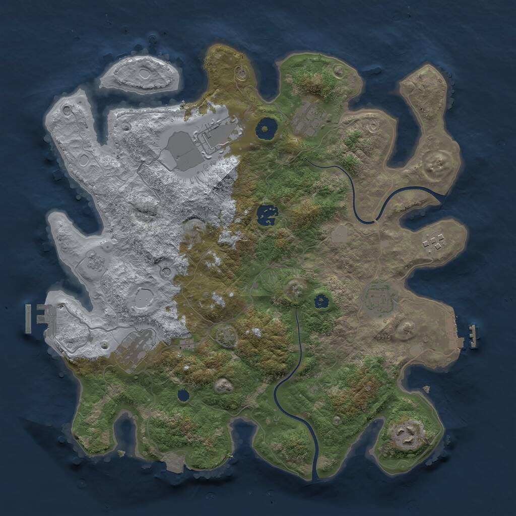 Rust Map: Procedural Map, Size: 3550, Seed: 235563, 13 Monuments