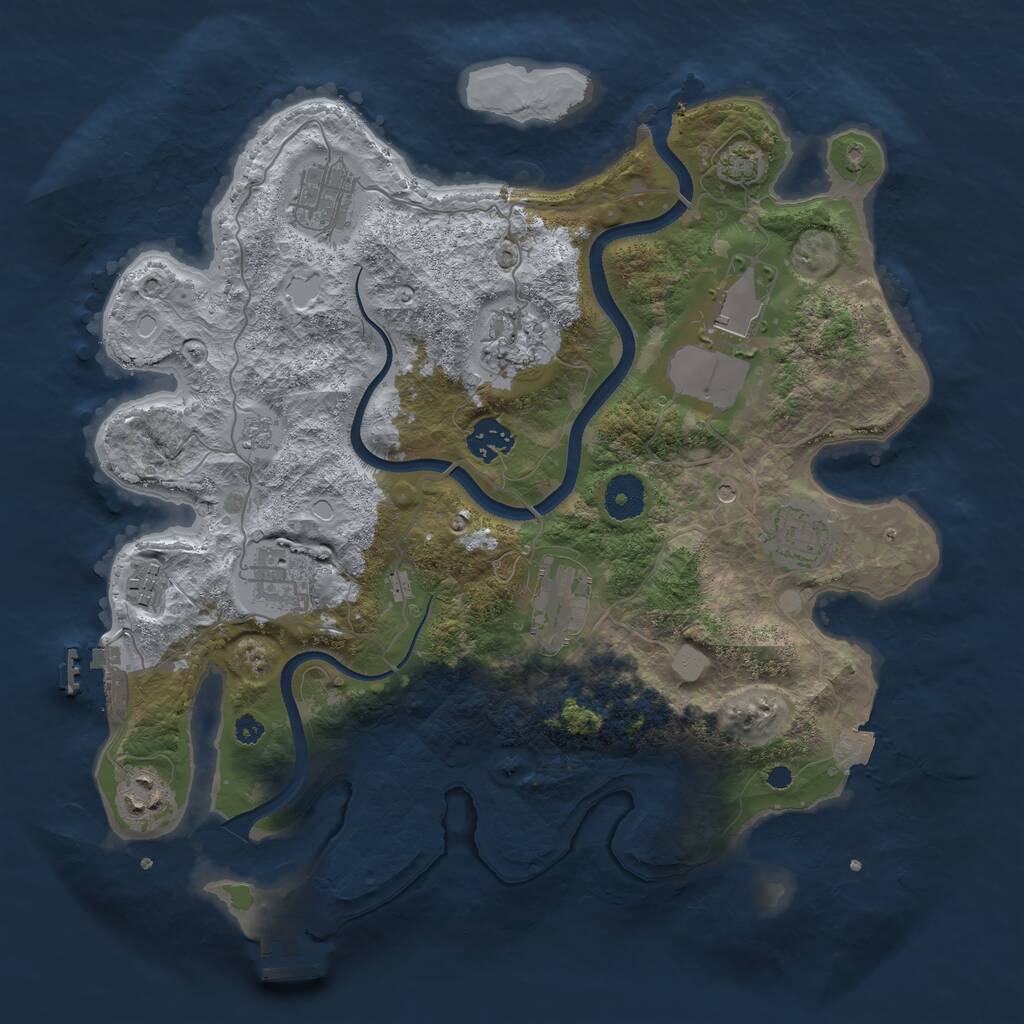 Rust Map: Procedural Map, Size: 3550, Seed: 202659, 15 Monuments