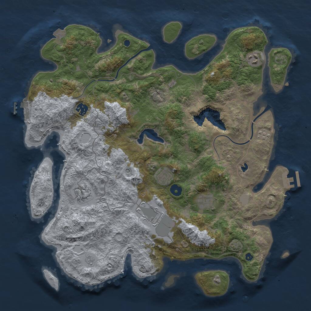 Rust Map: Procedural Map, Size: 4000, Seed: 49175, 13 Monuments