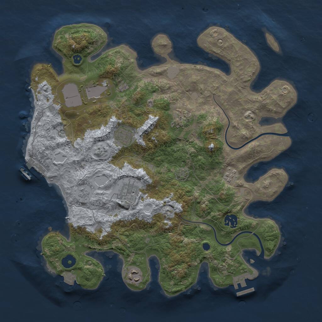 Rust Map: Procedural Map, Size: 3550, Seed: 615125, 13 Monuments