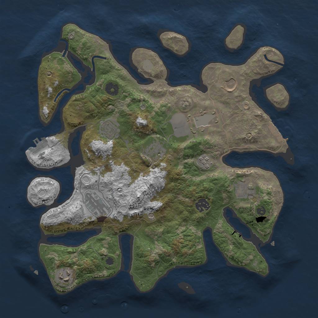 Rust Map: Procedural Map, Size: 3550, Seed: 584785, 17 Monuments