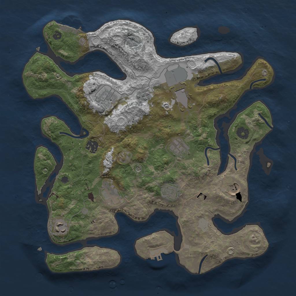 Rust Map: Procedural Map, Size: 3550, Seed: 472398, 17 Monuments