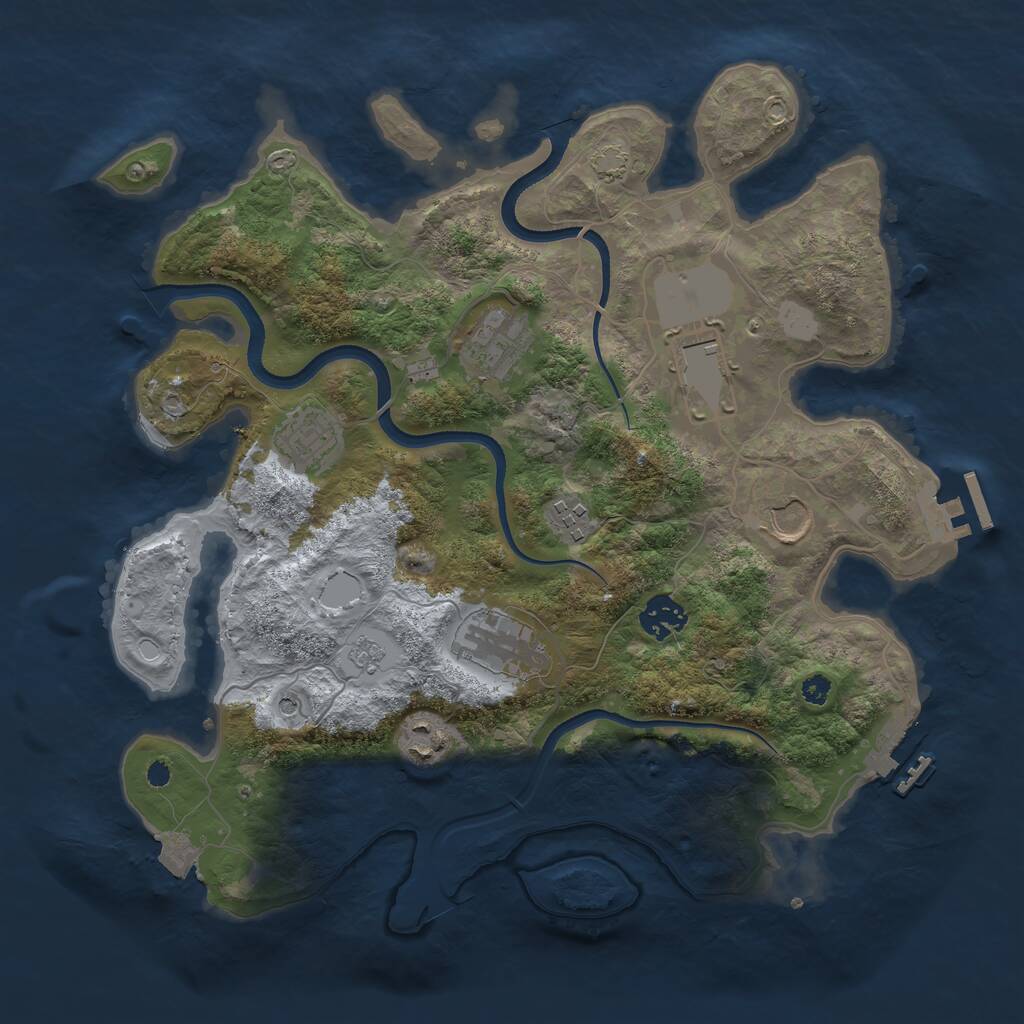 Rust Map: Procedural Map, Size: 3500, Seed: 1306222529, 14 Monuments