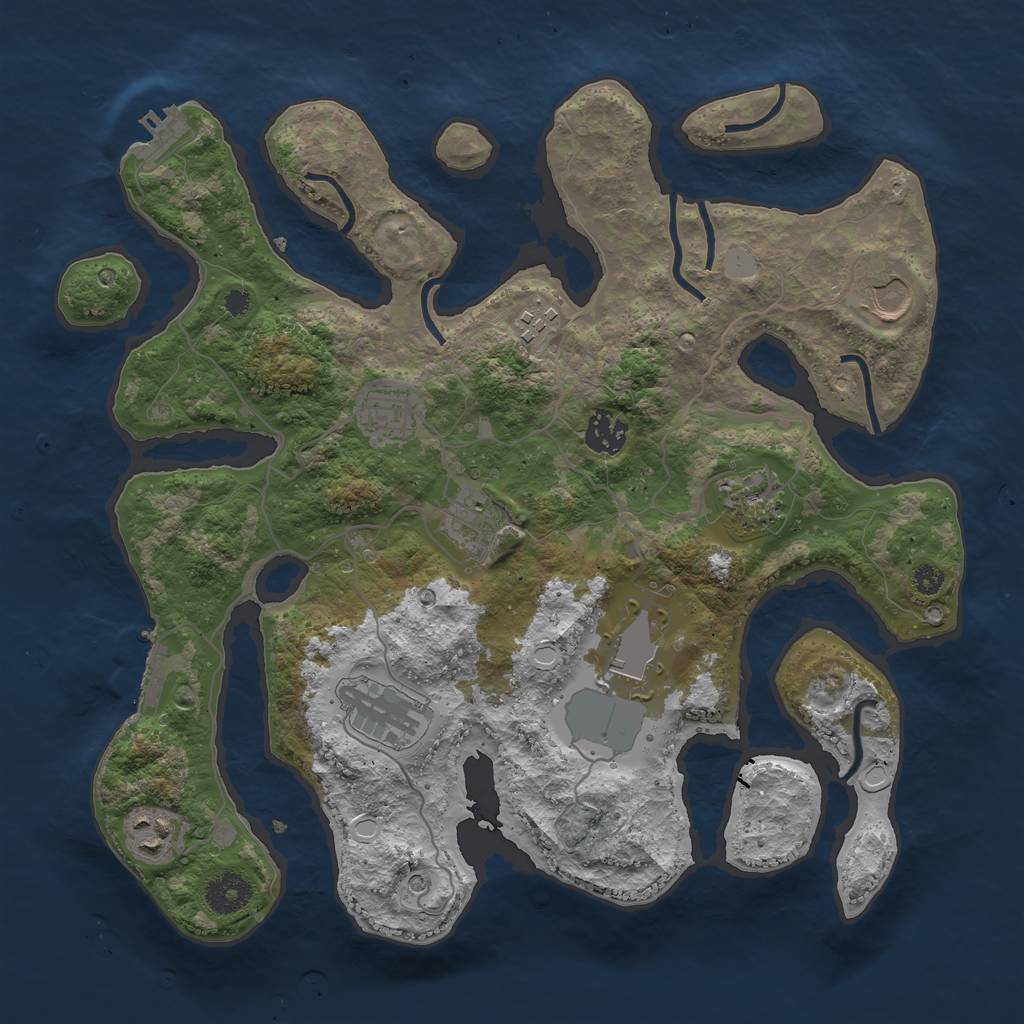 Rust Map: Procedural Map, Size: 3550, Seed: 808410, 17 Monuments
