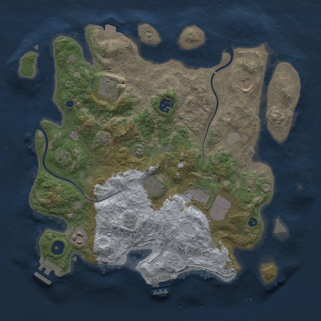 Rust Map: Procedural Map, Size: 3500, Seed: 31384, 12 Monuments
