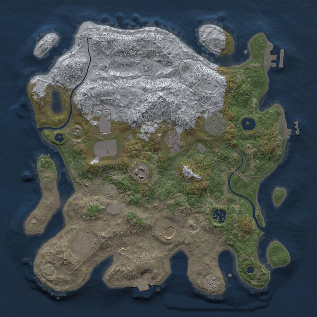 Rust Map: Procedural Map, Size: 3550, Seed: 994227, 14 Monuments