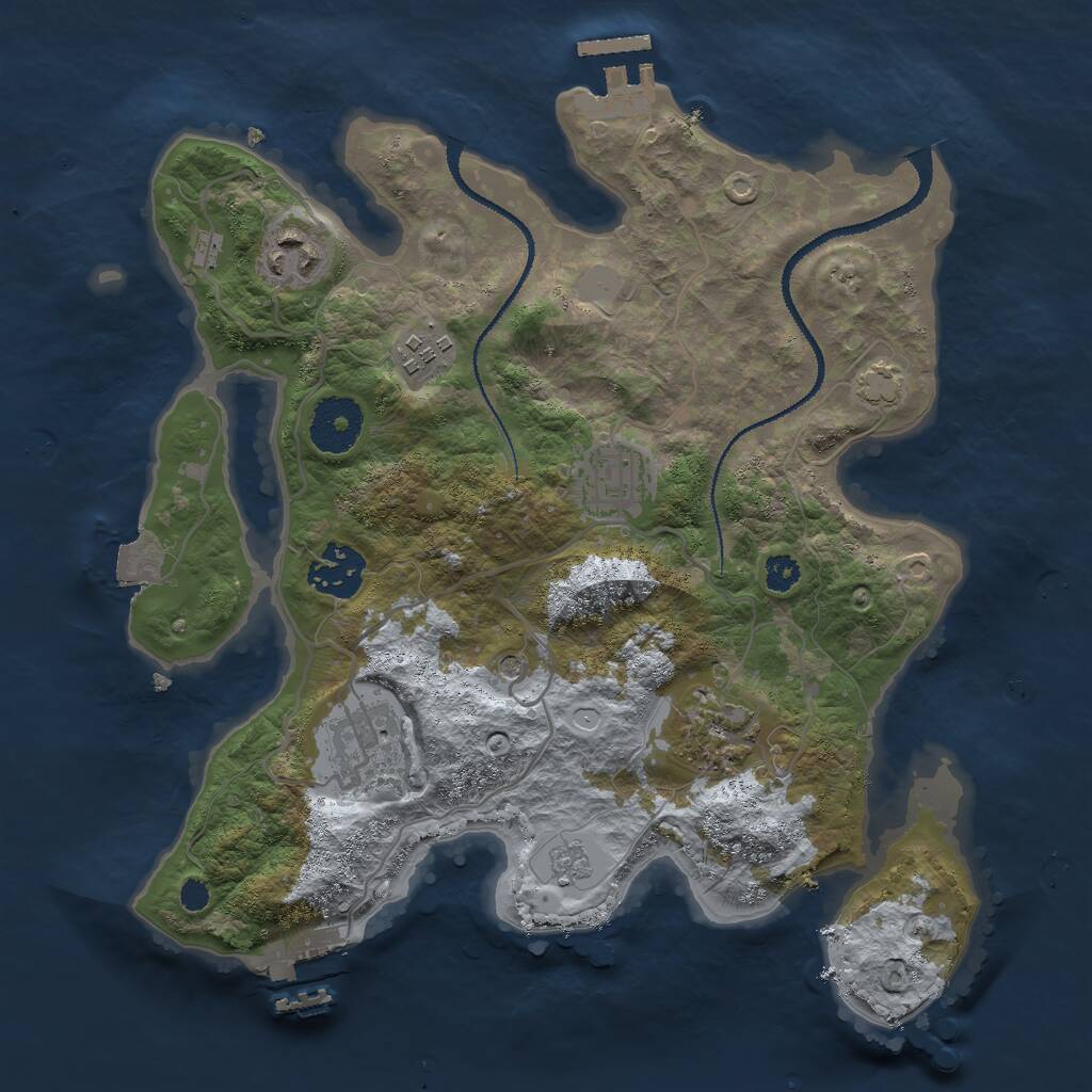 Rust Map: Procedural Map, Size: 3000, Seed: 7240253, 12 Monuments
