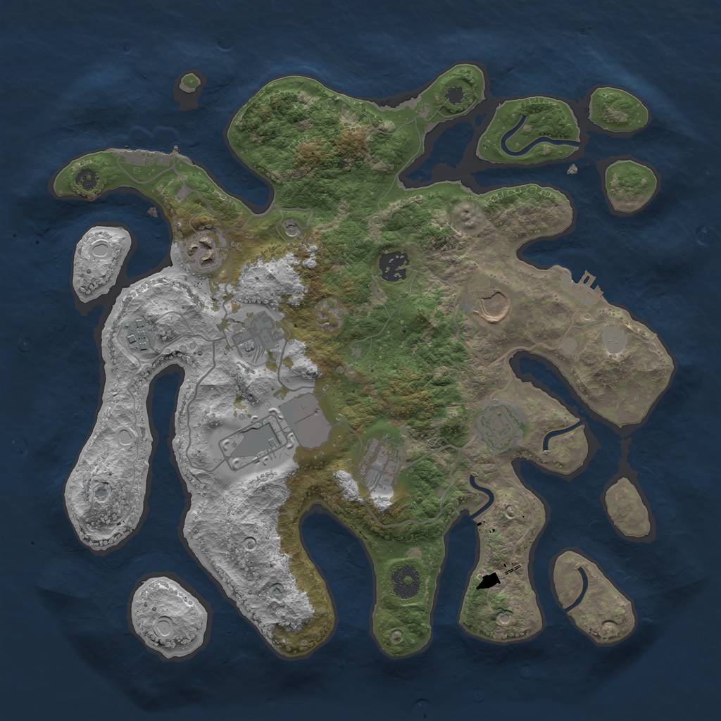 Rust Map: Procedural Map, Size: 3500, Seed: 20601, 16 Monuments