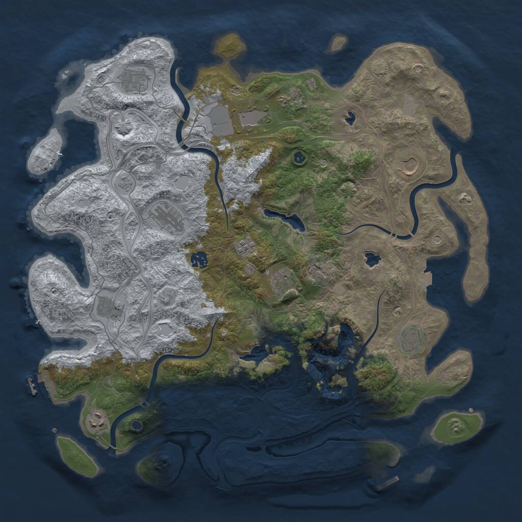 Rust Map: Procedural Map, Size: 4500, Seed: 5444, 17 Monuments