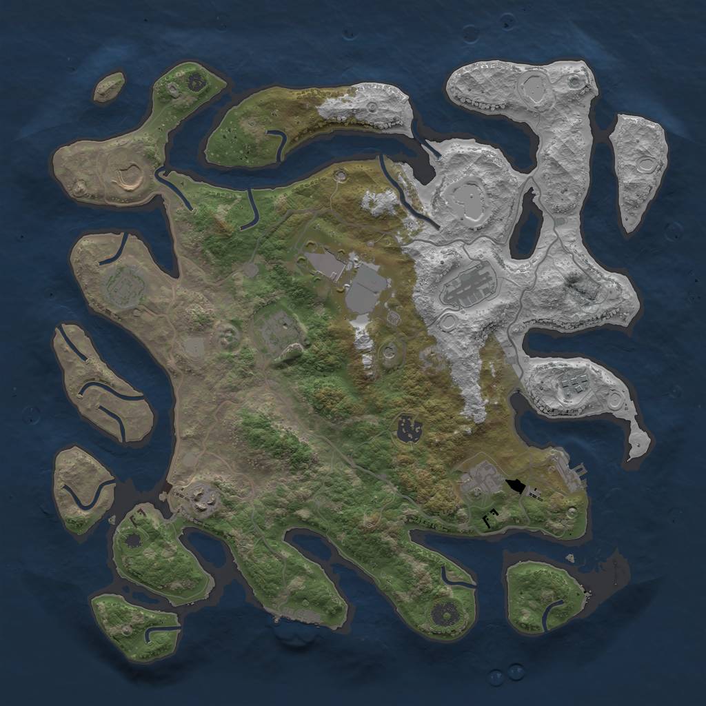 Rust Map: Procedural Map, Size: 4000, Seed: 857188, 17 Monuments