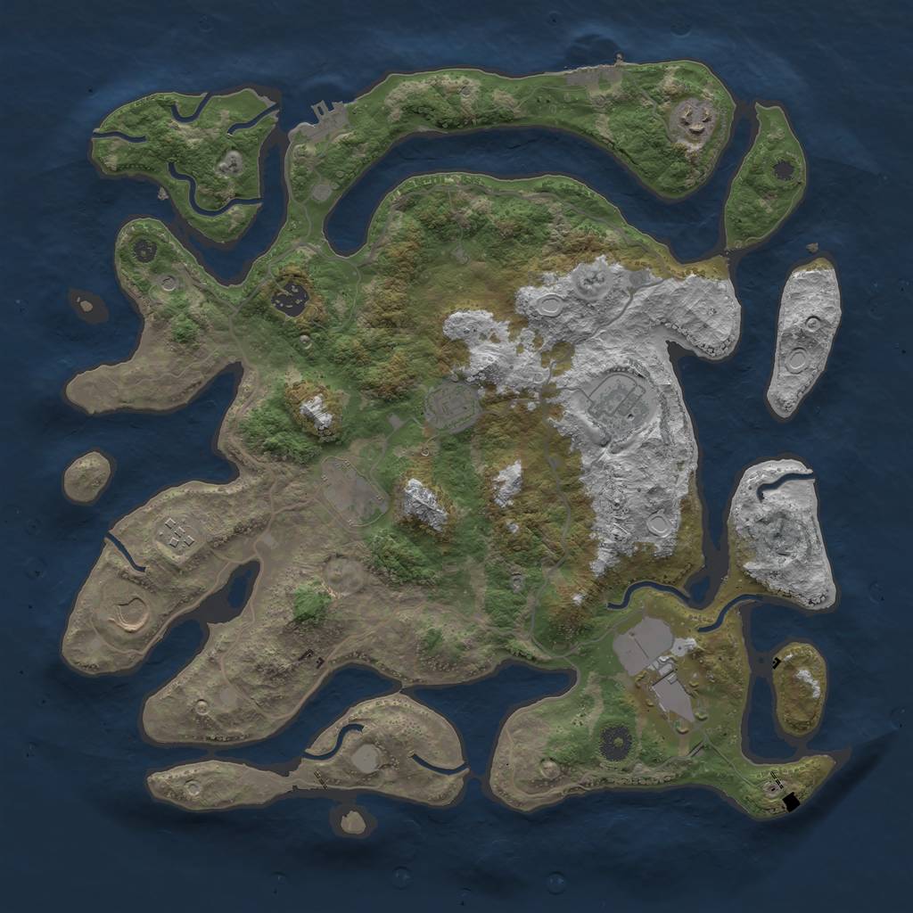 Rust Map: Procedural Map, Size: 4000, Seed: 1669536884, 16 Monuments