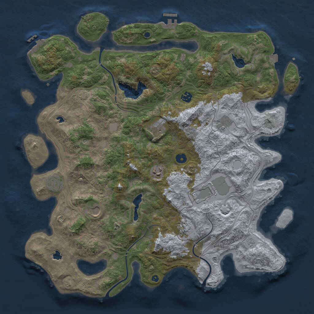 Rust Map: Procedural Map, Size: 4500, Seed: 4028970, 15 Monuments