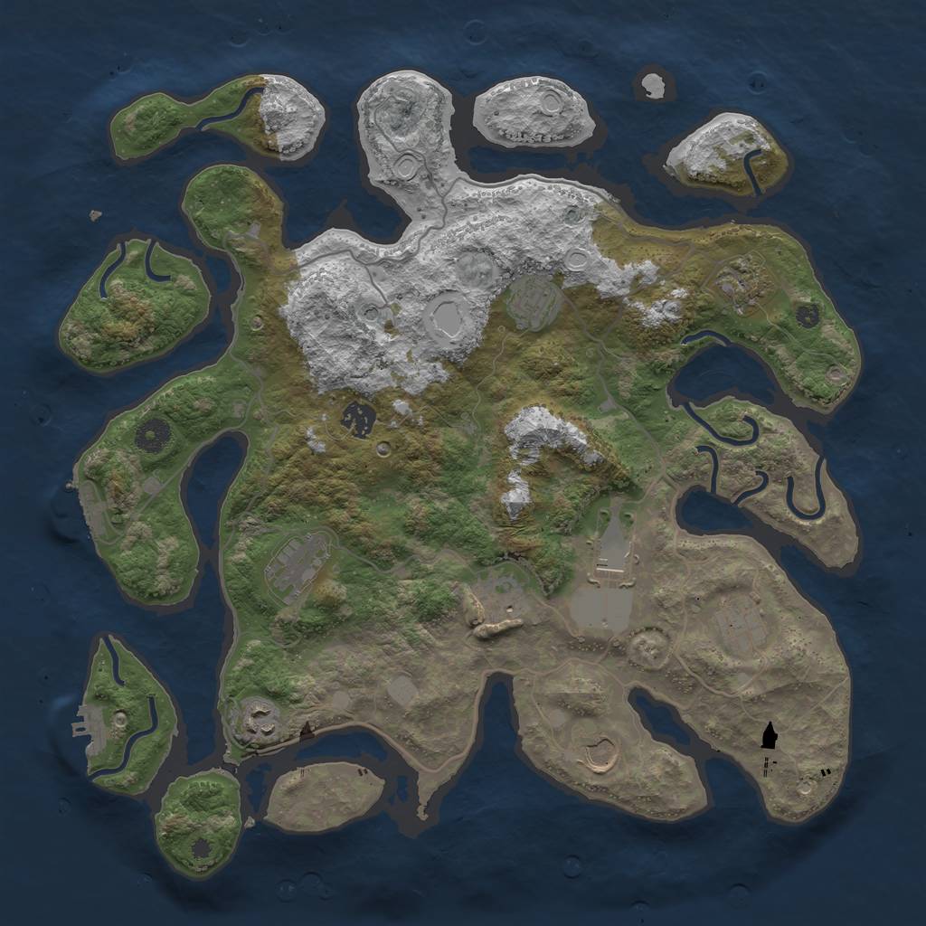 Rust Map: Procedural Map, Size: 4000, Seed: 100132000, 17 Monuments