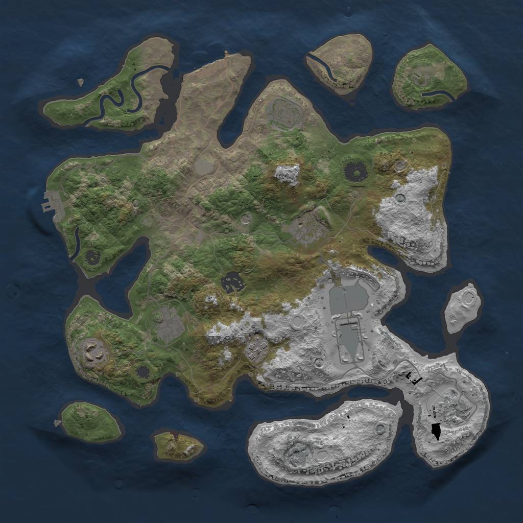 Rust Map: Procedural Map, Size: 3550, Seed: 182792, 16 Monuments