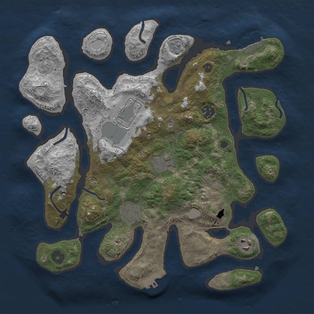 Rust Map: Procedural Map, Size: 3550, Seed: 753286, 14 Monuments