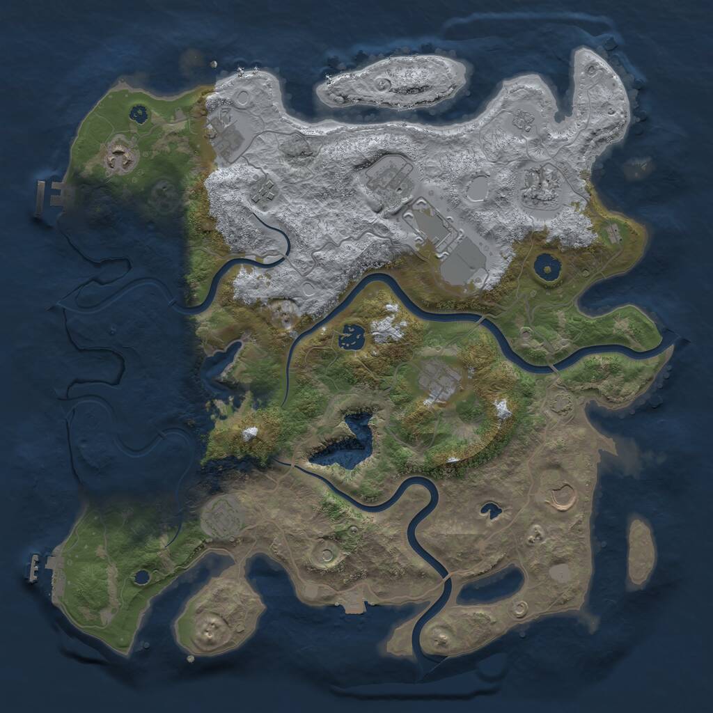 Rust Map: Procedural Map, Size: 4000, Seed: 104009, 16 Monuments