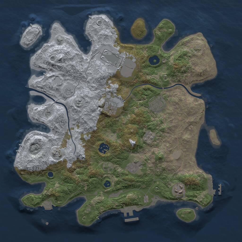 Rust Map: Procedural Map, Size: 3550, Seed: 482842, 13 Monuments