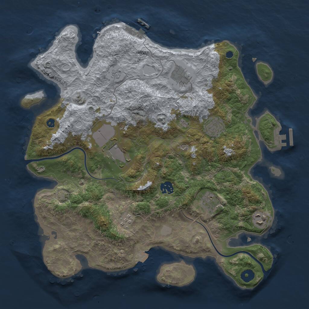 Rust Map: Procedural Map, Size: 3550, Seed: 395601, 13 Monuments