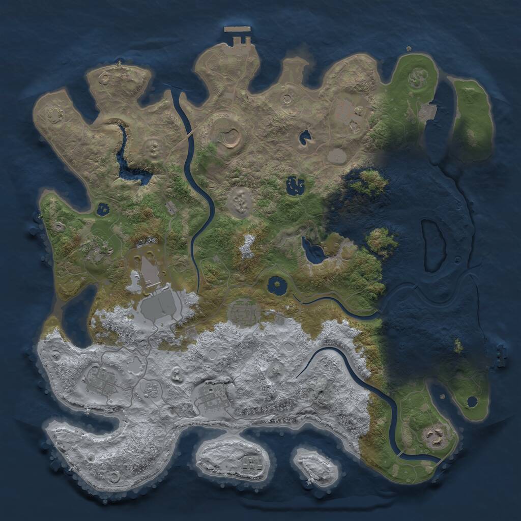Rust Map: Procedural Map, Size: 4000, Seed: 555870, 16 Monuments