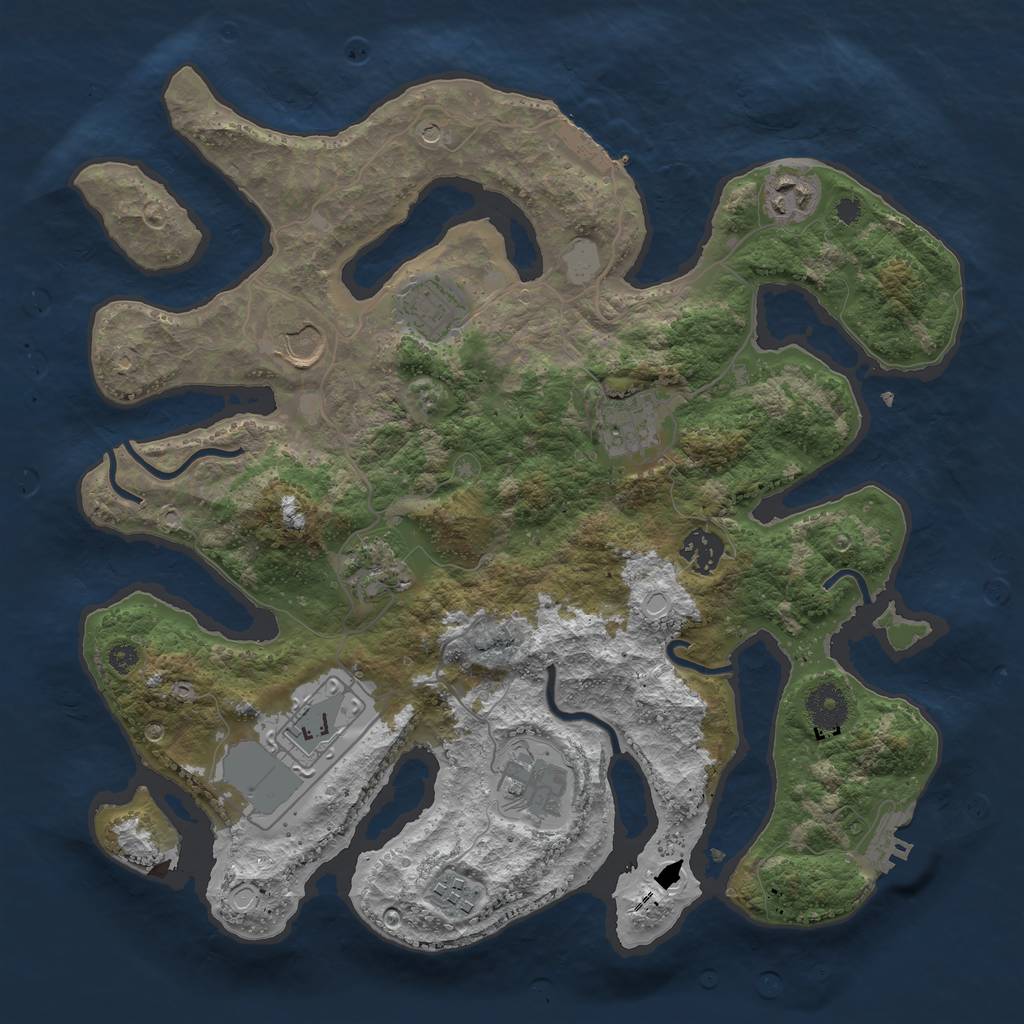 Rust Map: Procedural Map, Size: 3550, Seed: 560591, 17 Monuments