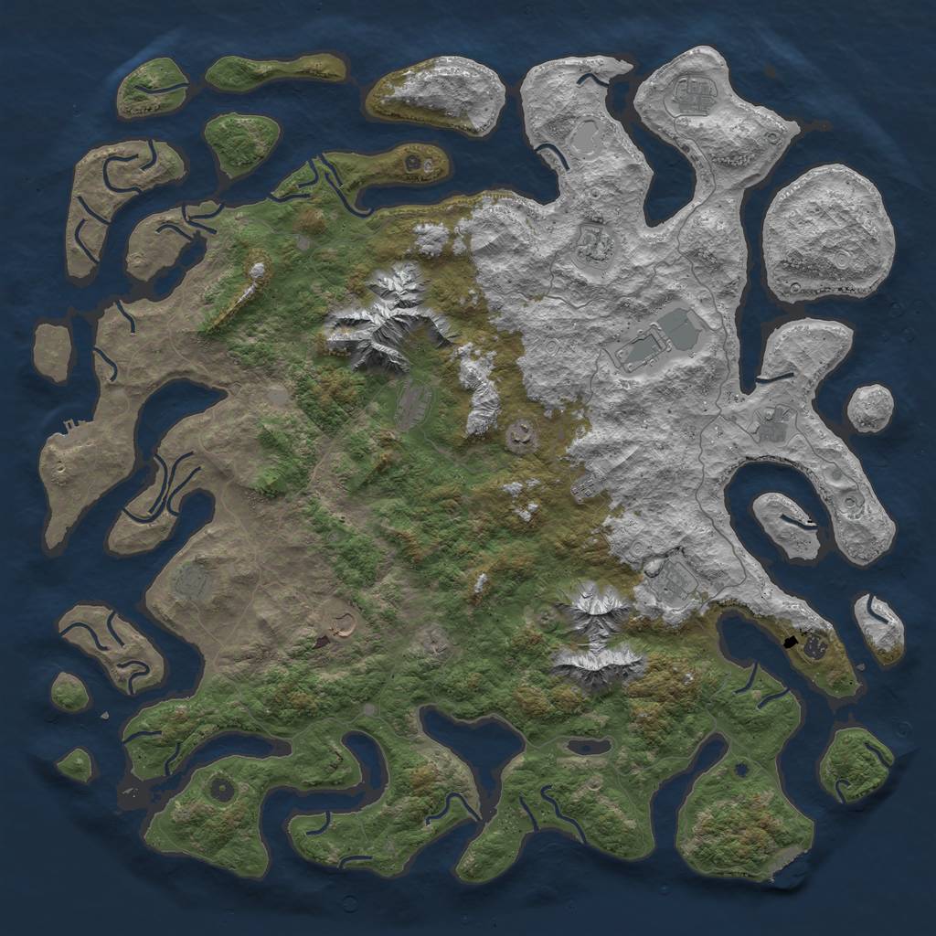 Rust Map: Procedural Map, Size: 6000, Seed: 123, 19 Monuments