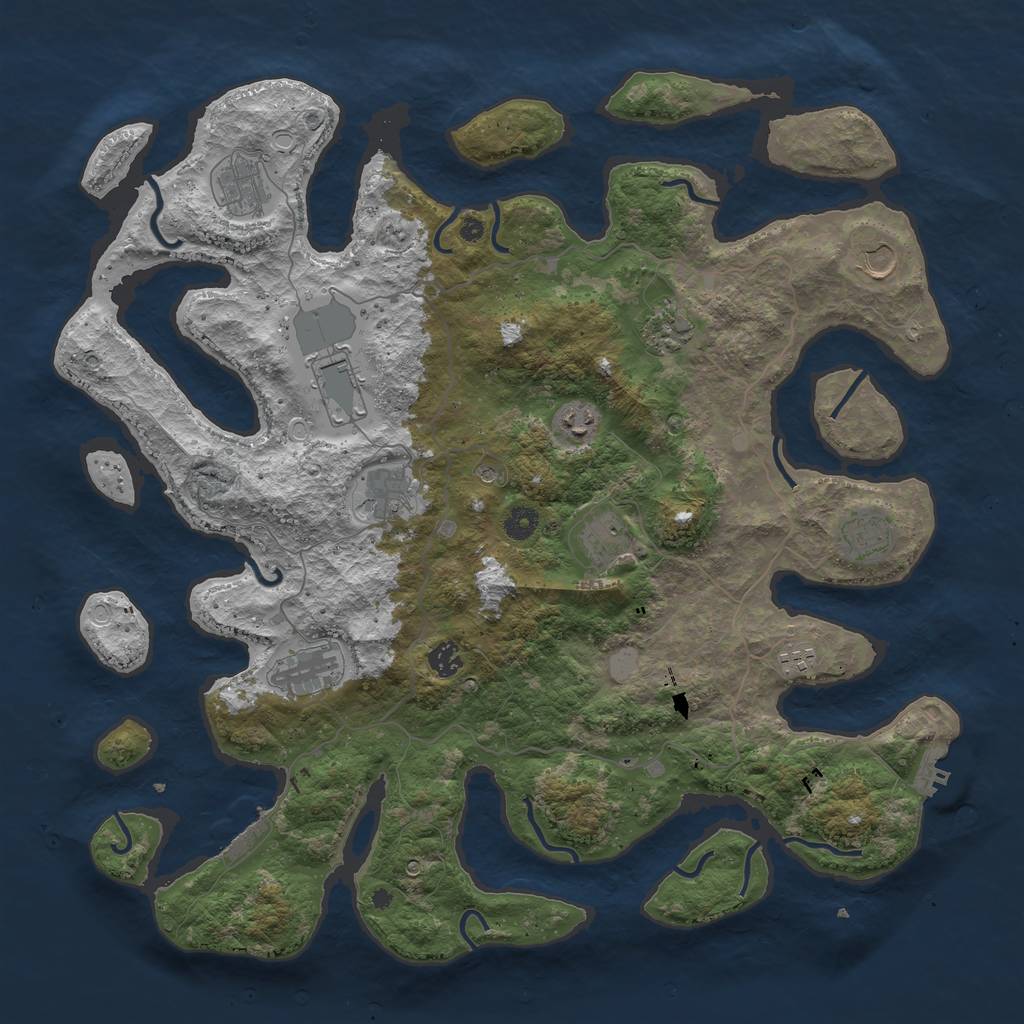 Rust Map: Procedural Map, Size: 4500, Seed: 1267397, 19 Monuments