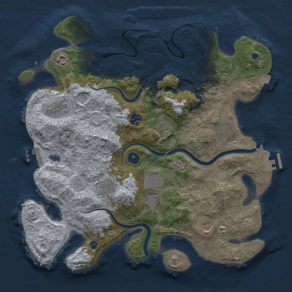 Rust Map: Procedural Map, Size: 3800, Seed: 502874109, 15 Monuments