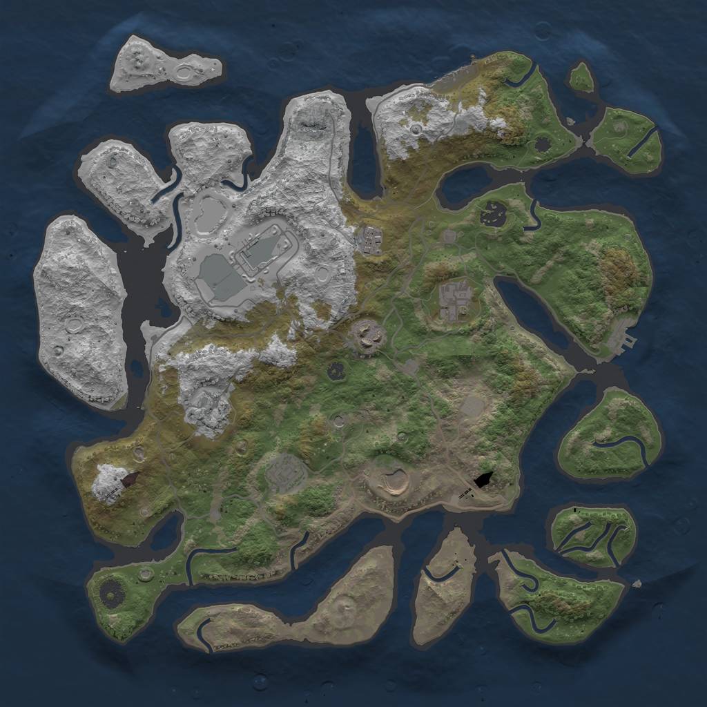 Rust Map: Procedural Map, Size: 4000, Seed: 348508, 16 Monuments