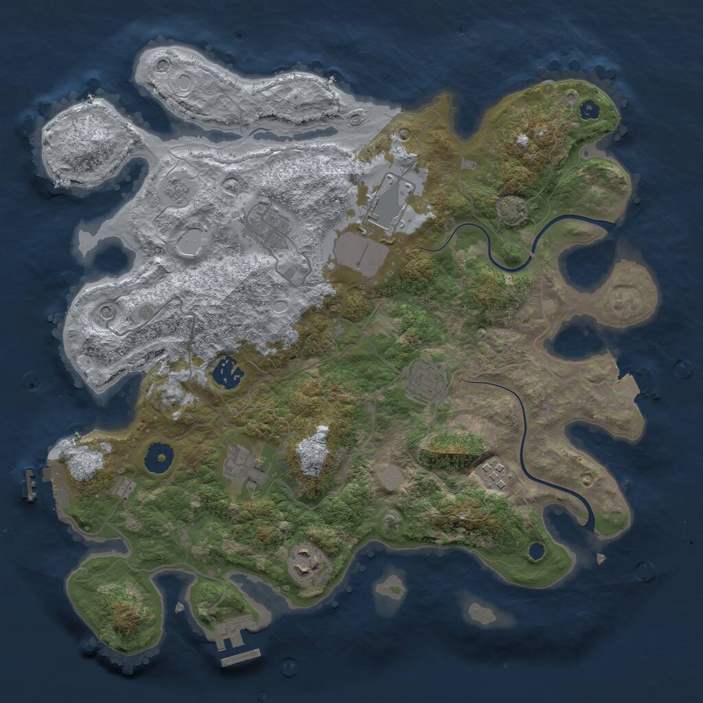 Rust Map: Procedural Map, Size: 3550, Seed: 645533, 13 Monuments