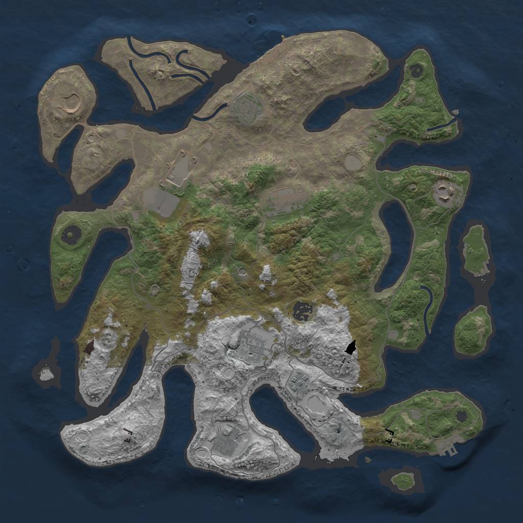Rust Map: Procedural Map, Size: 4000, Seed: 662973, 17 Monuments