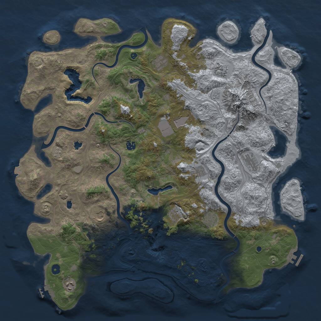 Rust Map: Procedural Map, Size: 5000, Seed: 43746, 17 Monuments