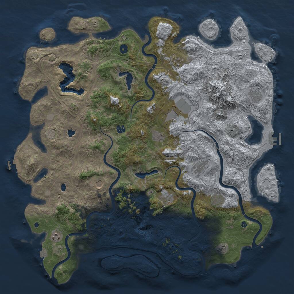 Rust Map: Procedural Map, Size: 5000, Seed: 43746, 17 Monuments