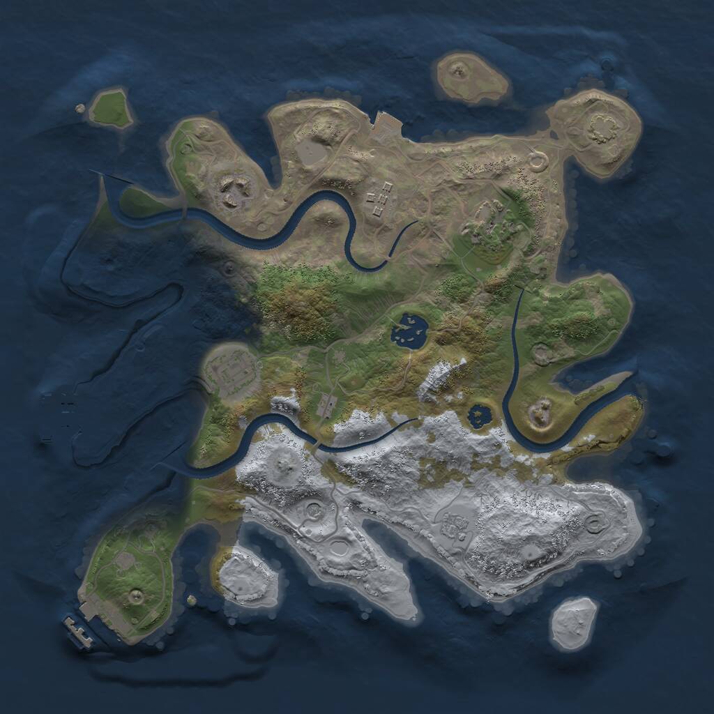 Rust Map: Procedural Map, Size: 3000, Seed: 77773, 11 Monuments