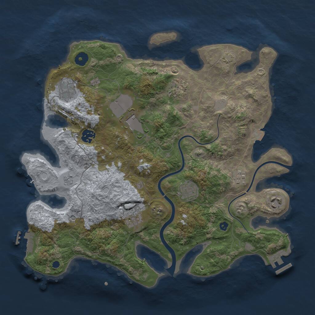 Rust Map: Procedural Map, Size: 3550, Seed: 723789, 14 Monuments
