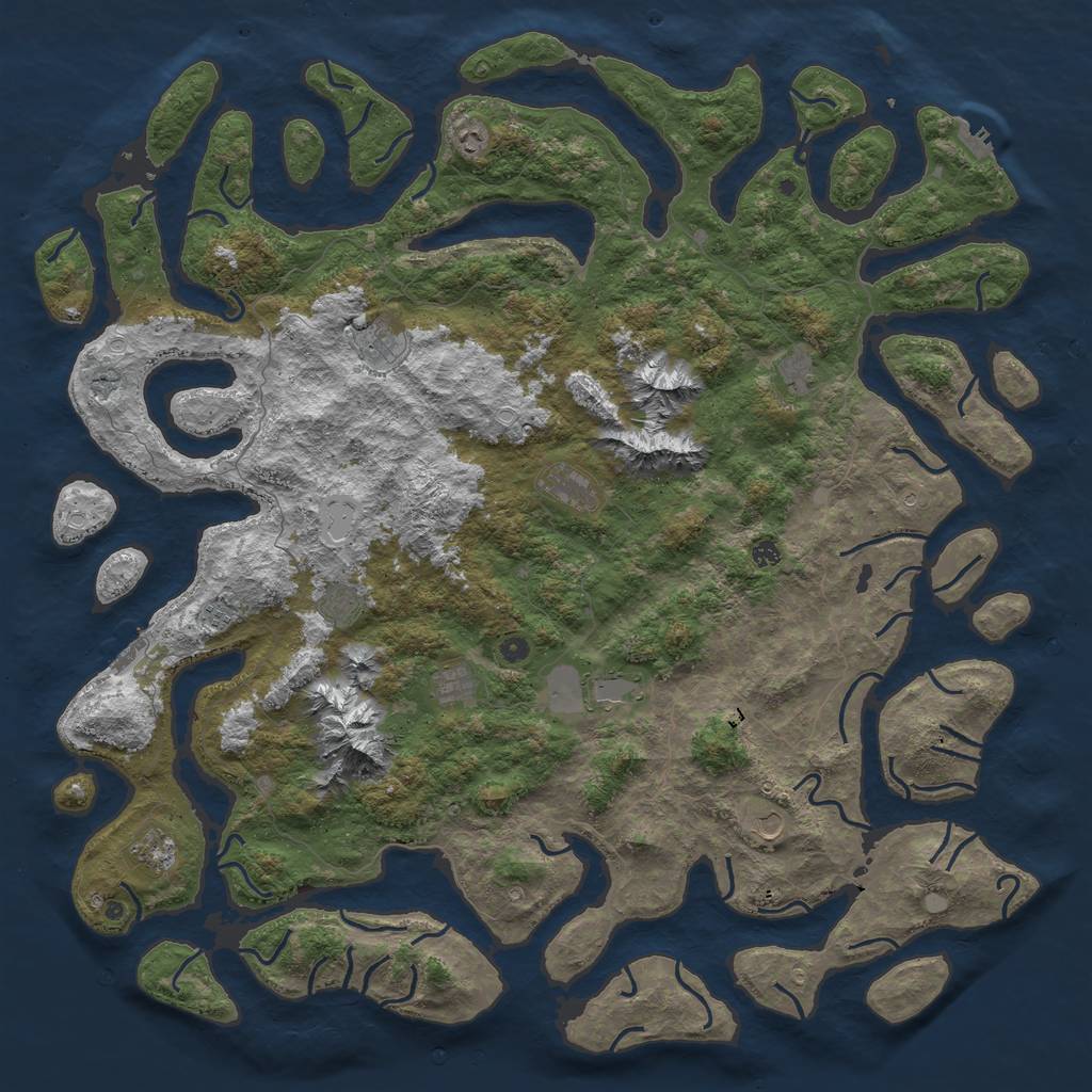 Rust Map: Procedural Map, Size: 6000, Seed: 56565656, 19 Monuments