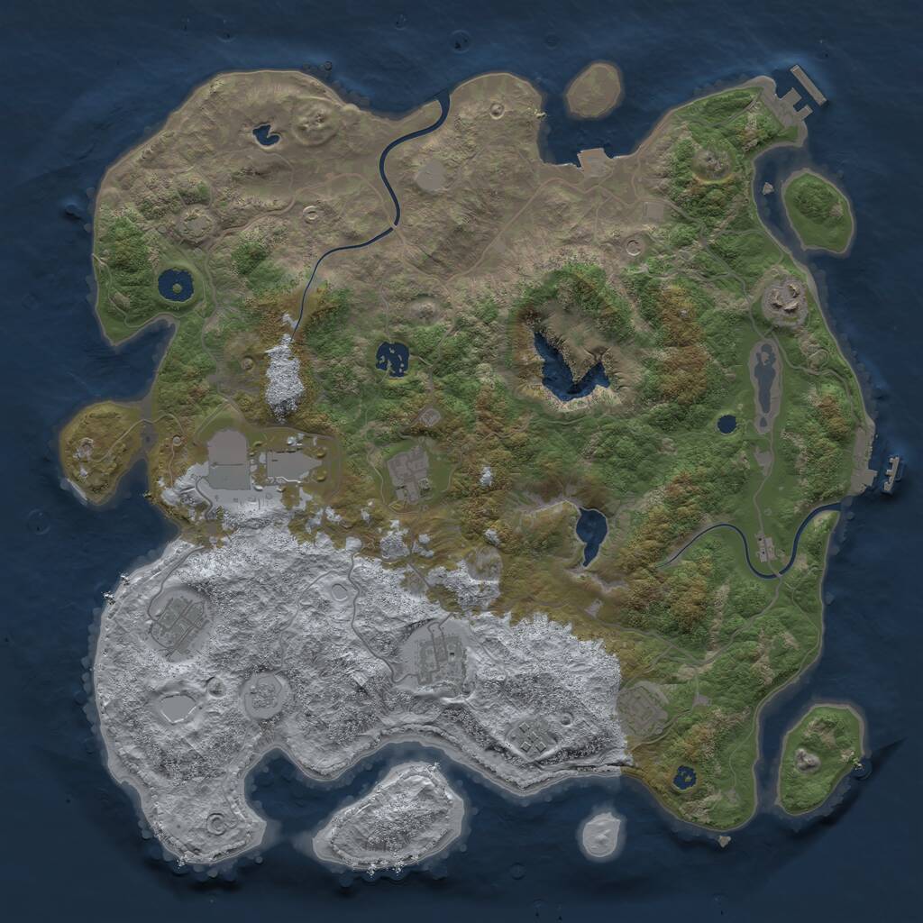 Rust Map: Procedural Map, Size: 4000, Seed: 16189128, 14 Monuments