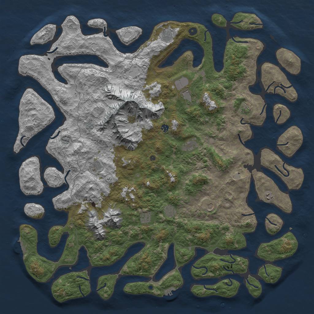 Rust Map: Procedural Map, Size: 6000, Seed: 7876, 19 Monuments