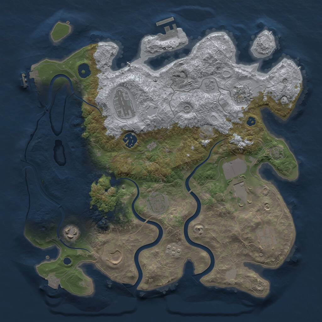 Rust Map: Procedural Map, Size: 3550, Seed: 759197, 15 Monuments